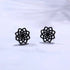 2 Pairs Titanium Steel Black Silver Lotus Mandala Flower Men Women Stud Earrings